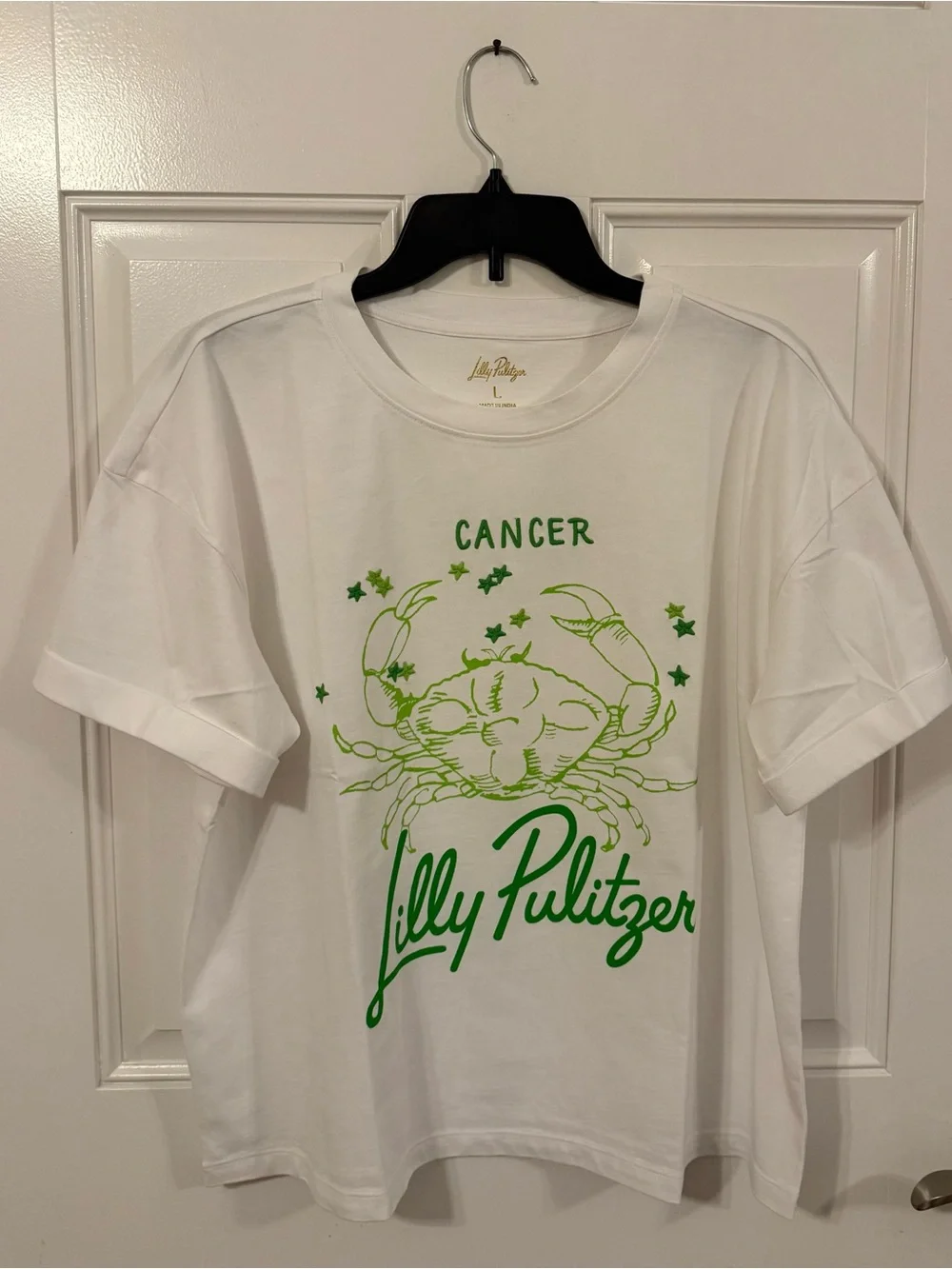 Lilly Pulitzer White Tee with Green Zodiac Graphic - Picture 1 of 8